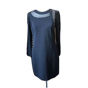 BARBARA BUI BLACK DRESS with CRYSTAL DETAIL Sz36